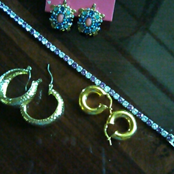 Betsey Johnson Jewelry - 3 Pairs of Earring's and 8" Bracelet
